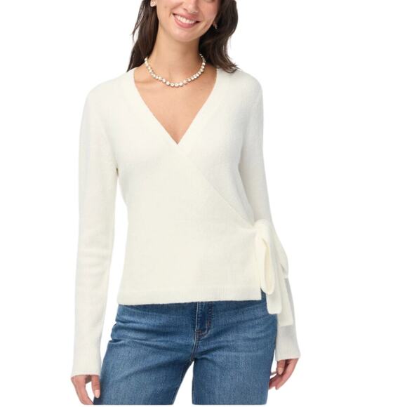 J.Crew Ivory Wrap Sweater XS NWT | Side Tie V-Neck Extra Soft Knit - Picture 1 of 5